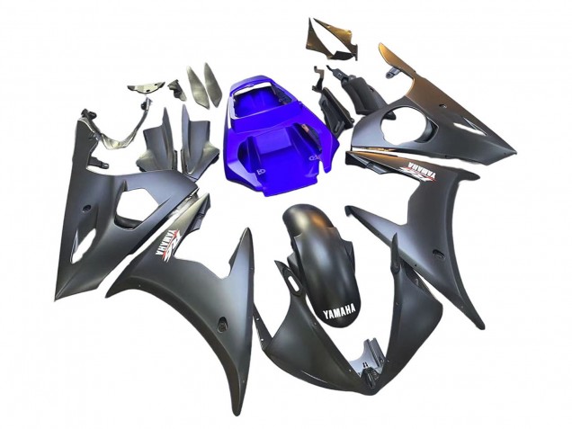2003-2004 Yamaha YZF R6 Motorcycle Fairings - Blue Matte Black