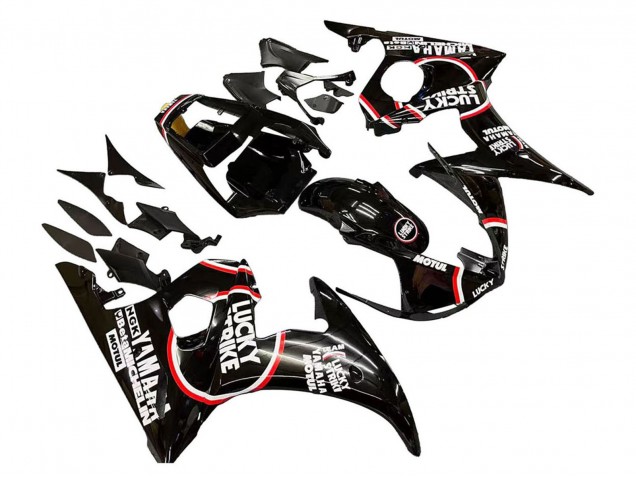 2006-2009 Yamaha YZF R6S Motorcycle Fairings - Glossy Black Red White Lucky Strike Motul