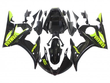 Cheap 2003-2004 Yamaha YZF R6 Motorcycle Fairings - Glossy Black Neon Yellow