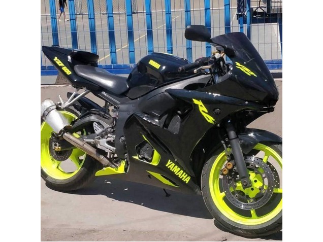 2006-2009 Yamaha YZF R6S Motorcycle Fairings - Glossy Black Neon Yellow