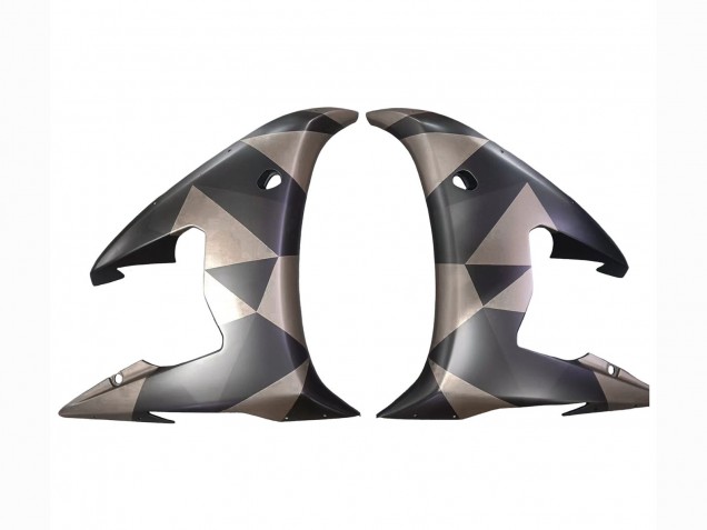 2006-2009 Yamaha YZF R6S Motorcycle Fairings - Grey Matte Black Geometric