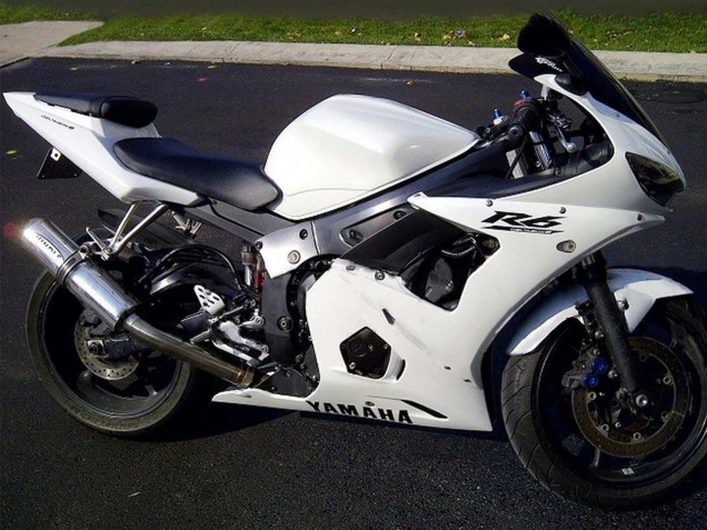 2006-2009 Yamaha YZF R6S Motorcycle Fairings - White Black Decals