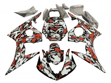 Cheap 2003-2004 Yamaha YZF R6 Motorcycle Fairings - Black Red Grey Camouflage