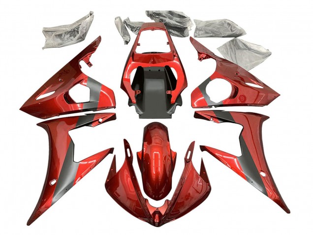 2003-2004 Yamaha YZF R6 Motorcycle Fairing - Red Matte Black