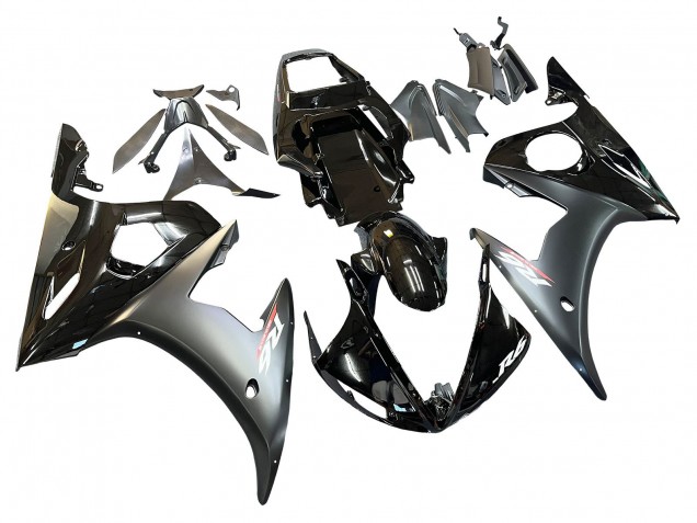 2006-2009 Yamaha YZF R6S Motorcycle Fairings - Glossy Black Matte Black Gold Chameleon