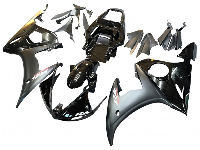 2006-2009 Yamaha YZF R6S Motorcycle Fairings - Glossy Black Matte Black Gold Chameleon