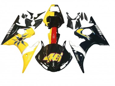 Cheap 2005 Yamaha YZF 600 R6 Motorcycle Fairings - Black Yellow Red 46