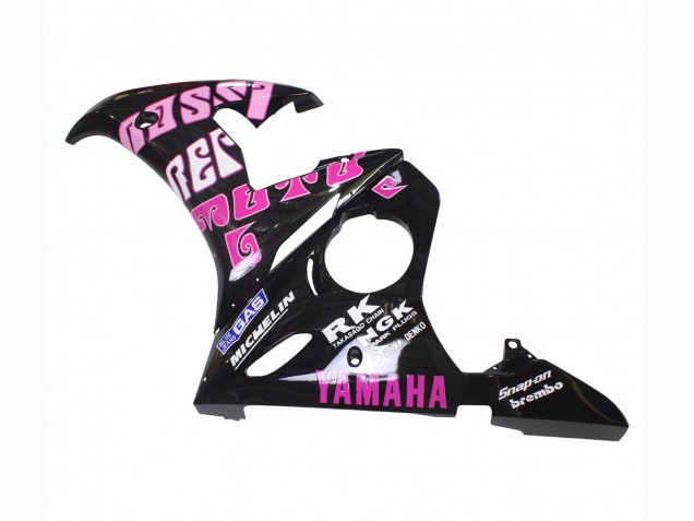 2005 Yamaha YZF 600 R6 Motorcycle Fairings - Black Pink Yellow Repsol 46