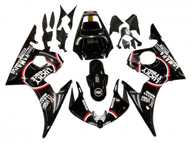 Cheap 2005 Yamaha YZF 600 R6 Motorcycle Fairings - Glossy Black White Lucky Strike Motul