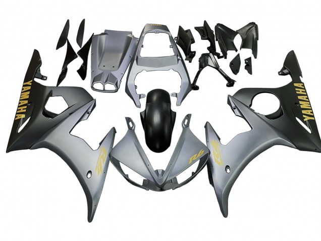 2005 Yamaha YZF 600 R6 Motorcycle Fairings - Grey Matte Black Gold