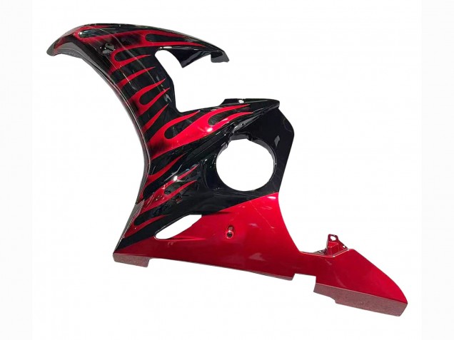 2005 Yamaha YZF 600 R6 Motorcycle Fairings - Black with Red Flame
