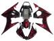 2005 Yamaha YZF 600 R6 Motorcycle Fairings - Black with Red Flame