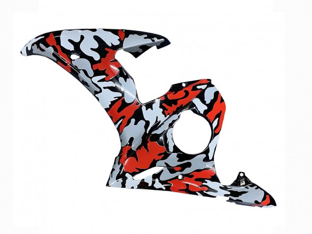 2005 Yamaha YZF 600 R6 Motorcycle Fairings - Black Red Grey Camouflage