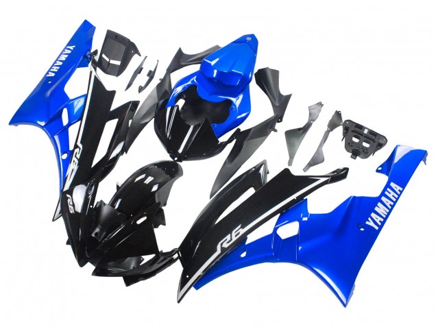 2006-2007 Yamaha YZF 600 R6 Motorcycle Fairings - Blue Glossy Black
