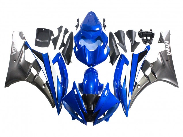 2006-2007 Yamaha YZF 600 R6 Motorcycle Fairings - Blue White Glossy Black
