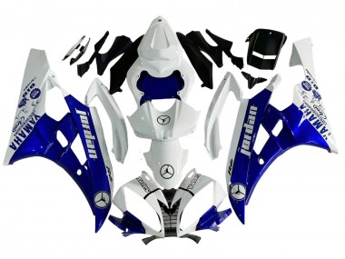 Cheap 2006-2007 Yamaha YZF 600 R6 Motorcycle Fairings - White Blue Jordan