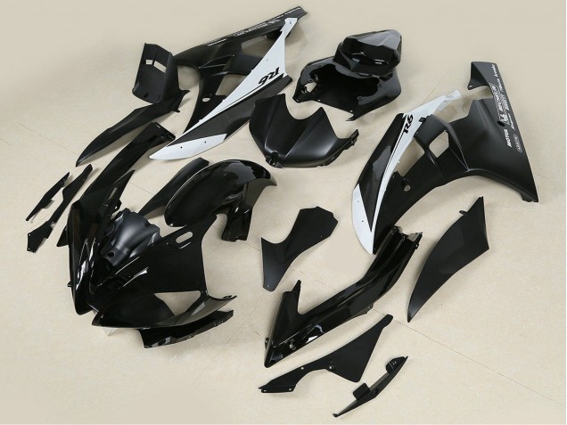 2006-2007 Yamaha YZF 600 R6 Motorcycle Fairings - Glossy Black Matte Black White Motul Michelin