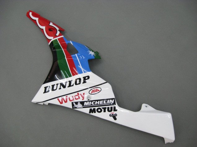 2006-2007 Yamaha YZF 600 R6 Motorcycle Fairings - Blue Green White Red Dunlop Michelin Motul