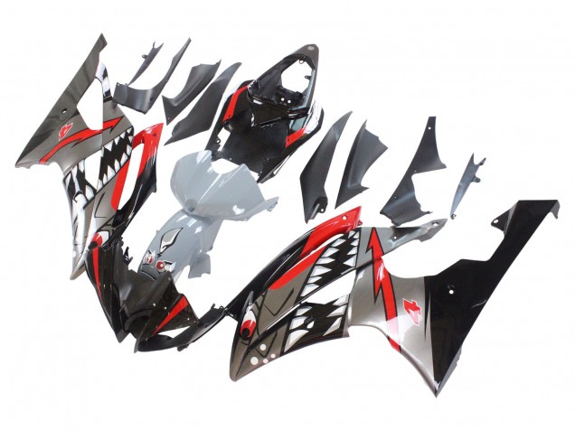 2008-2016 Yamaha YZF 600 R6 Motorcycle Fairings - Silver Black Red Shark 4