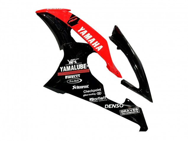 2008-2016 Yamaha YZF 600 R6 Motorcycle Fairings - Red Glossy Black DENSO Yamalube 21