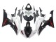 2008-2016 Yamaha YZF 600 R6 Motorcycle Fairings - White Matte Black Red Decals