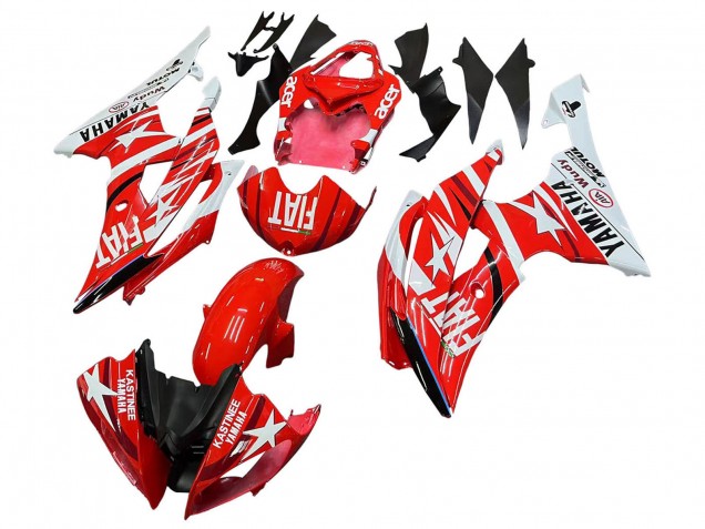 2008-2016 Yamaha YZF 600 R6 Motorcycle Fairings - White Red Black Fiat Acer