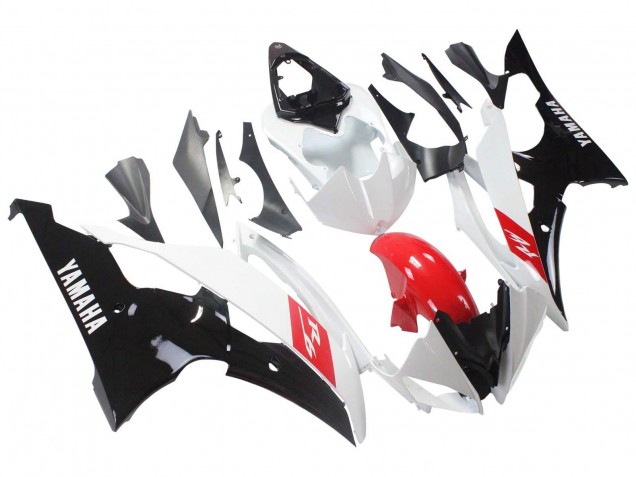 2008-2016 Yamaha YZF 600 R6 Motorcycle Fairings - White Red Glossy Black