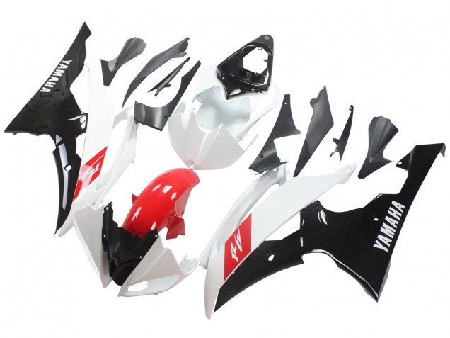 2008-2016 Yamaha YZF 600 R6 Motorcycle Fairings - White Red Glossy Black