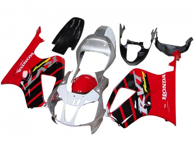 2000-2006 Honda VTR1000 Motorcycle Fairings - Silver Red Black Stripe Racing