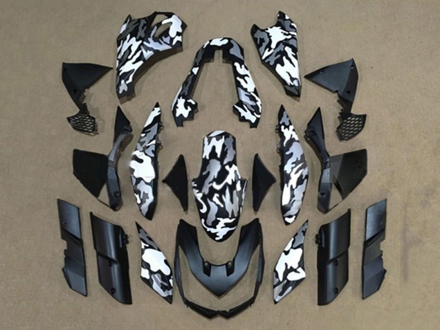 2010-2013 Kawasaki Z1000 Motorcycle Fairings - Black White Camouflage