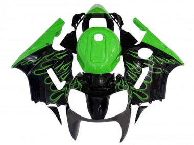 Cheap 2000-2001 Glossy Black Green Flame Kawasaki ZX12R  Motorcycle Fairings