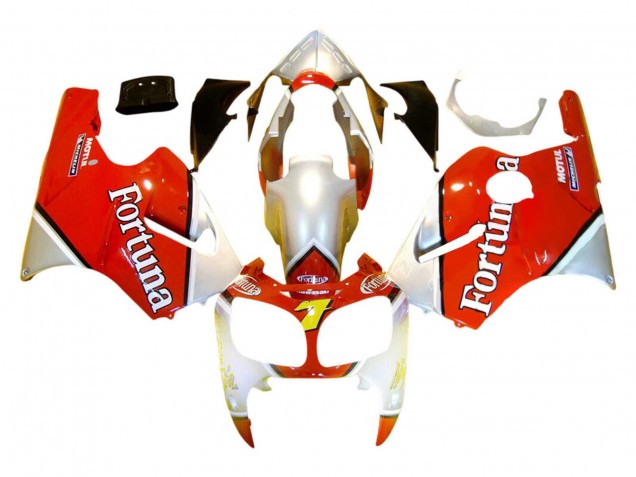 2000-2001 Kawasaki ZX12R Motorcycle Fairings - Silver Red Fortuna Motul 7