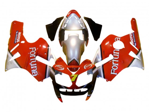 2002-2006 Kawasaki ZX12R Motorcycle Fairings - Red Silver Fortuna