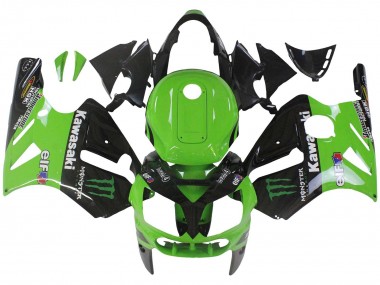 Cheap 2002-2006 Kawasaki ZX12R Motorcycle Fairing - Green Glossy Black Elf Touch4 Monster