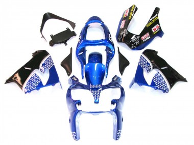 Cheap 2000-2001 Kawasaki ZX9R Motorcycle Fairings - Blue White Black