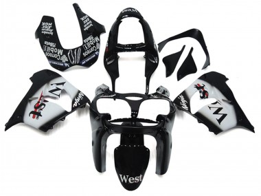 Cheap 2002-2003 Kawasaki ZX9R Motorcycle Fairings - Glossy Black White West