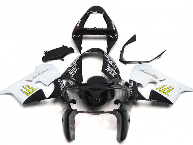 2002-2003 Kawasaki ZX9R Motorcycle Fairings - White Glossy Black Yellow Monster