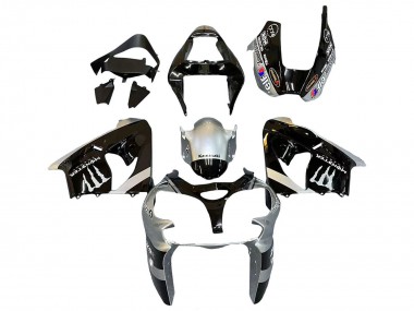 Cheap 2002-2003 Kawasaki ZX9R Motorcycle Fairings - Silver Glossy Black Monster Elf
