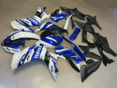 Cheap 2015-2018 Yamaha YZF R3/R25 Motorcycle Fairings - White Blue Yamalube ENEOS Monster
