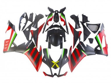 Cheap 2009-2015 Aprilia RSV4 1000 Motorcycle Fairings - Matte Black Red Green Stripe