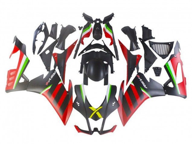 2016-2020 Aprilia RSV4 1000 Motorcycle Fairings - Matte Black Red Green Stripe