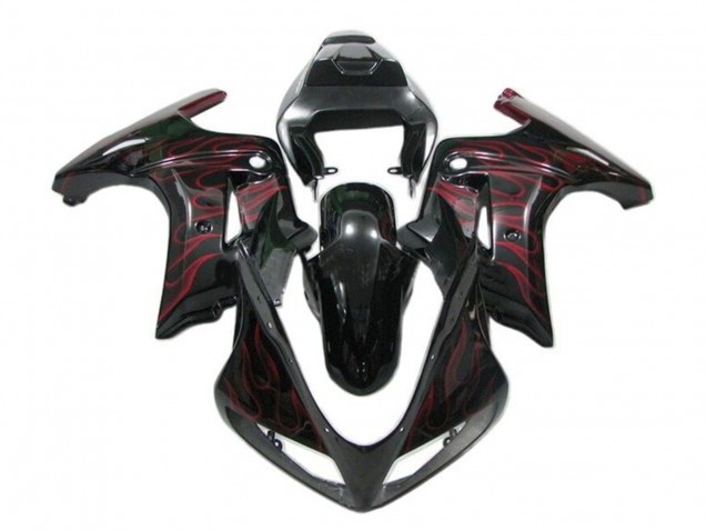 2003-2013 Suzuki SV650 Motorcycle Fairings - Glossy Black Red Flame