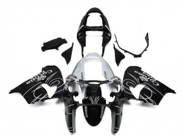 Cheap 2002-2003 Kawasaki ZX9R Motorcycle Fairings - Glossy Black White Corona Extra