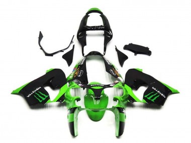 Cheap 2002-2003 Kawasaki ZX9R Motorcycle Fairings - Green Black Monster