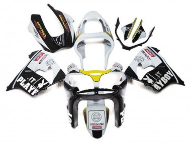 Cheap 2002-2003 Kawasaki ZX9R Motorcycle Fairings - White Black Yellow Playboy