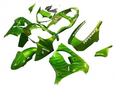 Cheap 2002-2003 Kawasaki ZX9R Motorcycle Fairings - Green Flame