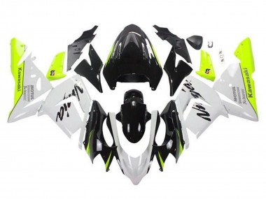 Cheap 2004-2005 Kawasaki ZX10R Motorcycle Fairings - White Black Neon Yellow