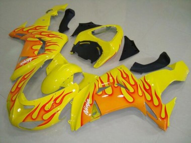 Cheap 2006-2007 Kawasaki ZX10R Motorcycle Fairings - Yellow Orange Flame