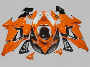 Cheap 2006-2007 Kawasaki ZX10R Motorcycle Fairing - Orange White Black Racing Elf