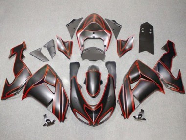 Cheap 2006-2007 Kawasaki ZX10R Motorcycle Fairings - Matte Black Red Pinstripe